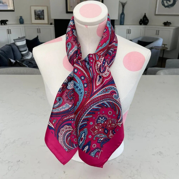 Lulla Collection Fashion Acc Paisley Print Poly Scarf Pink Blue Red Wht Sz OS - Picture 3 of 8